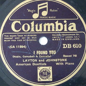 78 record in frame I FOUND YOU / WHISTLING IN THE DARK layton & johnstone - Imagen 1 de 3