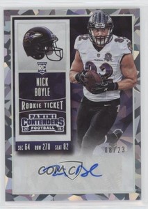 2015 Panini Contenders Cracked Ice Ticket /23 Nick Boyle (Base) Rookie Auto RC