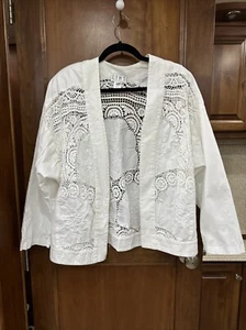 Lim's weiße Häkeljacke Battenburg Baumwolle Vintage - Bild 1 von 7