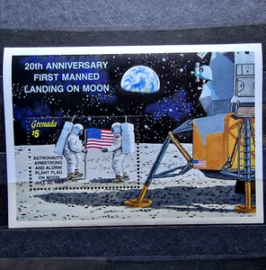 Grenada 1989 - postfrisch - Weltraum - Armstrong USA Mondlandung - Briefmarken Block - Bild 1 von 3