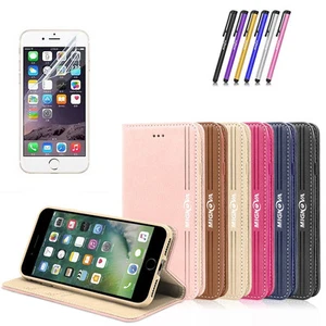 Cuero Genuino Lujo Magnético Abatible Funda Billetera Para iPhone 7 8 Plus - Imagen 1 de 7