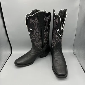 Justin Stampede Boots Womens Size 6.5 Black Western Square Toe Cowgirl L2554 - Picture 1 of 16
