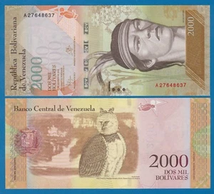 Venezuela 2000 Bolivares P 96 2016 UNC Harpy Eagle - Picture 1 of 1