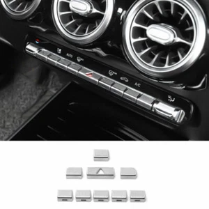Fit For Benz GLA 2020-2023 Silver Aluminum Middle Console AC Button Sticker 9PCS - Picture 1 of 10