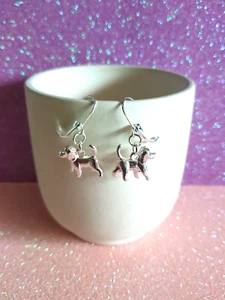 🐶Sweet Puppy Dog Charm Silver Plated Earrings🐶 - Picture 1 of 8
