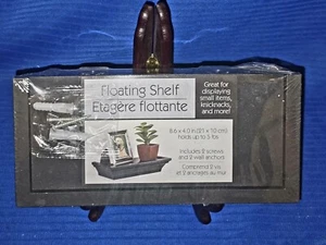 Nuevo, sellado de fábrica negro 8,6 pulgadas x 4 pulgadas. Estante flotante de plástico - Imagen 1 de 4
