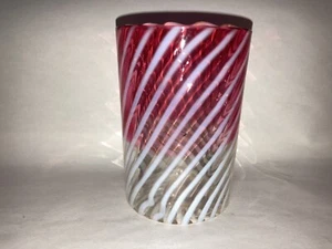 Fenton Spiral Optic Cranberry Opalescent Glass Tumbler Swirl Pattern 3 3/4” - Picture 1 of 1