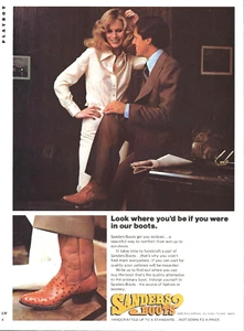Botas de Vaquero Sanders 1977 Para Hombres Moda El Paso Texas De Colección Anuncio Impreso - Imagen 1 de 1