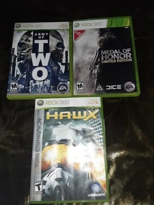 Lot of 3 X-BOX 360 Games METAL OF HONOR Limited, ARMY OF 2, and H-A-W-X - Picture 1 of 4