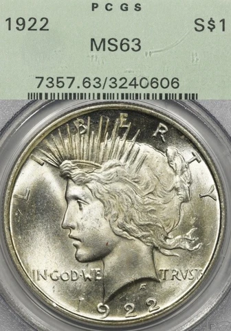 1922 $1 PCGS MS63 OGH Morgan Silver Dollar Cover