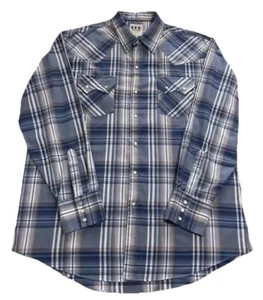 VTG ELY CATTLEMAN Mens Snap Button Up Plaid Cowboy Western Shirt Size X-Large - Picture 1 of 22