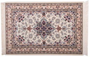 Perser Isfahan Teppich Handgeknüpft 70x100 Beige Orientalisch Wolle Kurzflor