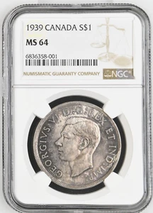 1939 Canada $1 Silver Coin NGC MS 64 - Picture 1 of 2