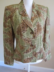 Vintage Kasper & Co Leopard Animal Print Silk Blazer Jacket Women's Size 6 - Picture 1 of 7