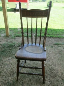 ANTIQUE HIGH BACK CHAIR WITH CARVED BACK solid wood - Picture 1 of 11