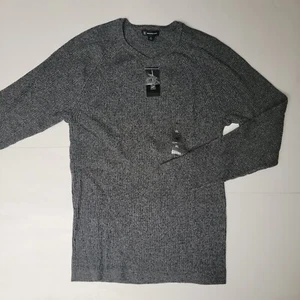 Inc International Concepts Mens Crewneck Sweater 60$ Grey Black Sz XL Tight Cott - Picture 1 of 8
