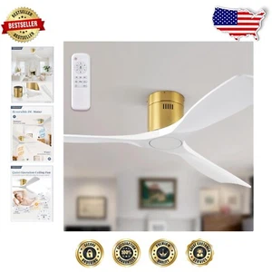 Gold & White 52” Ceiling Fan Without Lights – Energy-Efficient & Remote Control - Picture 1 of 9