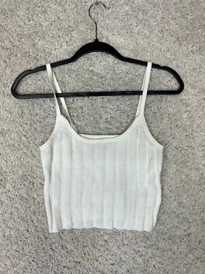 American Eagle укороченный Майка женщин XS белый без рукавов ребристый вязаный богемное - Изображение 1 из 4