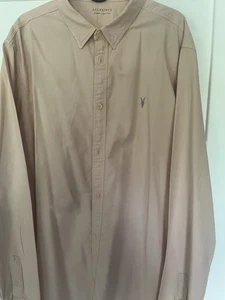 AllSaints Men's Long Sleeve Shirt Button Down Collar, Salmon XXL Good Condition - Picture 1 of 6