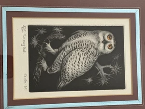 Jack Coutu Snowy Owl Etching Framed Litho Signed Numbered 267/300 1969 - Picture 1 of 9
