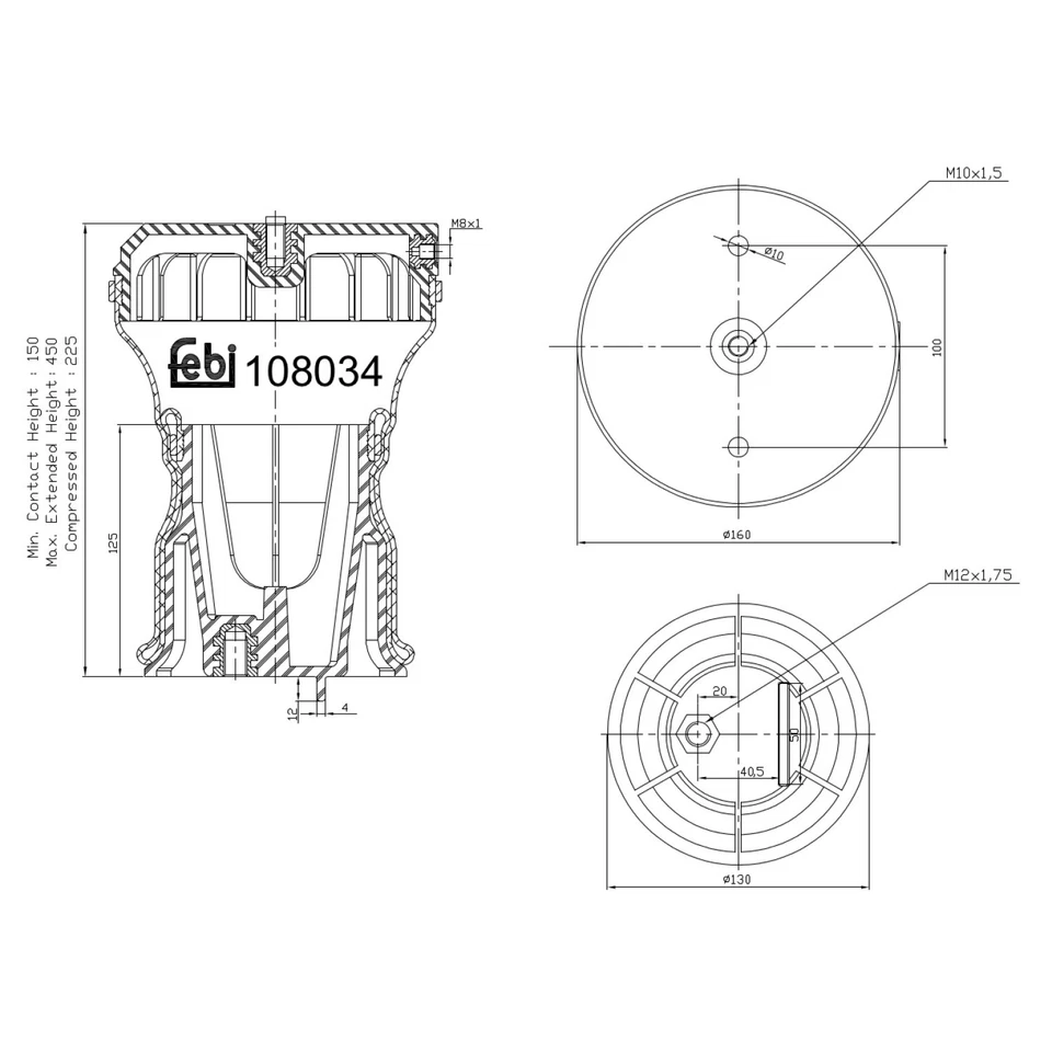 FEBI BILSTEIN Fuelle suspensión neumática 108034 Trasero para IVECO Daily V Bus - Imagen 1 de 4