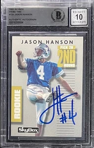 JASON HANSON SIGNED 1992 SKYBOX PRIMETIME ROOKIE CARD RC BECKETT AUTO GRADE 10 - Picture 1 of 2