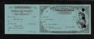 US Revenues: Taxpaid Distilled Spirits/Export; Series of 1878 (18__); Punched - Imagen 1 de 2