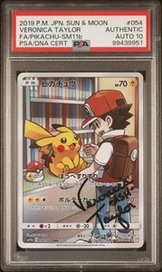 Pikachu Full Art 054/049 Sun & Moon 2019 Card Veronica Taylor Signed PSA 10 AUTO - Picture 1 of 2