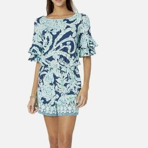 Lily Pulitzer Lula Romper Size XS High Tide Navy Scuba Doo - Picture 1 of 8
