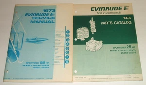 Evinrude 1973 25 hp Service Manual & Parts Catalog Omc Outboard 25hp Sportster - Foto 1 di 10