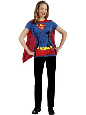 Camiseta Supergirl con Capa Mujer Disfraz Grande Foto 1 de 2