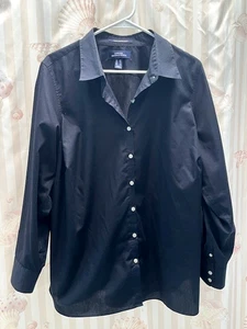 Camisa de tela ancha negra manga larga Lands' End Outfitters 20W para mujer - Imagen 1 de 3