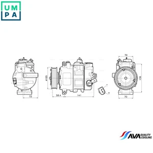 COMPRESSOR AIR CONDITIONING VNAK447 FOR VW CALIFORNIA/T5/Camper TRANSPORTER 2.0L - Picture 1 of 9