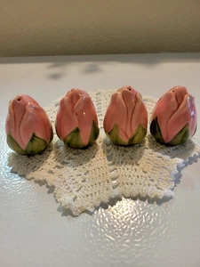 Juego de 2 cocteleras de sal y pimienta vintage años 50 con forma de rosa rosa del desierto franciscano - Imagen 1 de 6