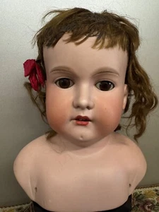 Sehr große antike Puppen Kopf Brustblattkopf Porzellankopf schlafaugen - Bild 1 von 20