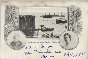 LEMBRANCA MADERIA B&W 1903 P/C + 20reis +5reis TO BRUGES BELGIUM 3726 - Picture 1 of 2
