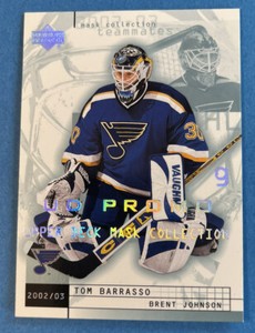 Tom Barrasso  Brent Johnson 2002-03 UD Promo Mask Collection St. Louis Blues NHL