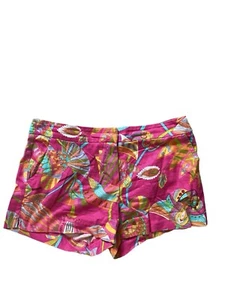 Trina Turk Chino Shorts Women's 10 Floral Bright Hot Pink Pants Tropical In 5" ✅ - Picture 1 of 3