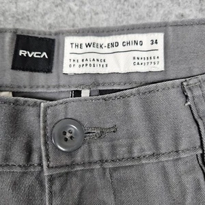 Men's RVCA The Weekender Chino Straight Flat Front Gray 34x30 *CROTCH WEAR - Picture 1 of 8