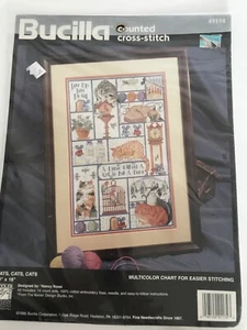 NEW Bucilla Counted Cross Stitch Kit CATS, CATS, CATS Nancy Rossi #41174 1995 - Picture 1 of 4