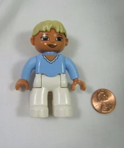Lego Duplo Blonde Woman Lady Mom Mother 2.5" Figure Light Blue Shirt Rare! - Picture 1 of 2