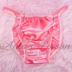 Sissy Satin Panties for MEN - bubblegum Pink shiny string Bikini or bra or skirt - Picture 1 of 6
