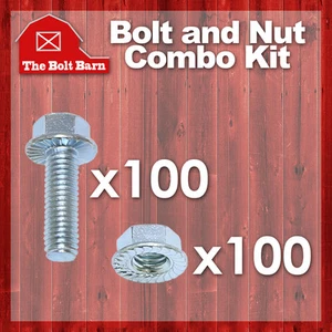 (100) 10-24x3/8 Grade 5 Serrated Hex Flange Bolts & (100) 10-24 Serr Flange Nuts - Picture 1 of 3