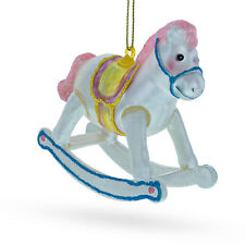 Girl's Pink Rocking Horse Baby's First Christmas Ornament 3.5 Inches