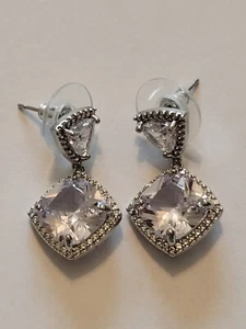 Express Triangle Crystal Drop Earrings Cubic Zirconia Antique Feel Modern Twist - Picture 1 of 3