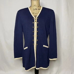 Chaqueta tejida de mezcla de lana con cremallera azul marino azul marino de la colección St. John Blazer 8 - Imagen 1 de 6