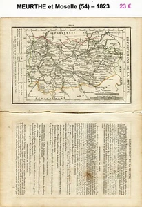 Dépt 54 - XIX ème Siècle Belle Petite Carte avec 2 Pages de Renseignements 1823 - Picture 1 of 1