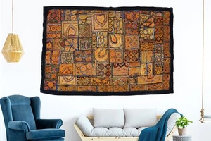 Wanddeko Wandteppich Vintage bestickt Ethno fein Zari Handarbeit Wandbehang - Bild 1 von 7