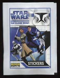 2008 Topps Merlin Star War Animated THE CLONE WARS Cartoon 6 STICKER (1) PACK! - Picture 1 of 2