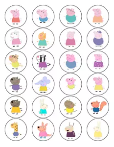 24 Peppa Pig George Family 1.67" Sticker Labels for Bag Lollipop Party Favor - Picture 1 of 1
